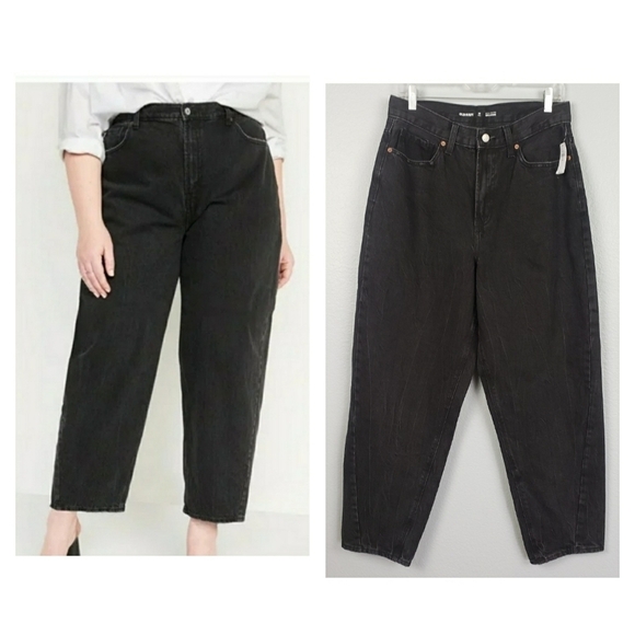 OLD NAVY Extra High Rise Balloon Jeans Black Sz 12 Grunge 90's - Picture 1 of 8